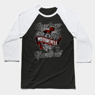 Custom Motorcycle Heartbeat Baseball T-Shirt
